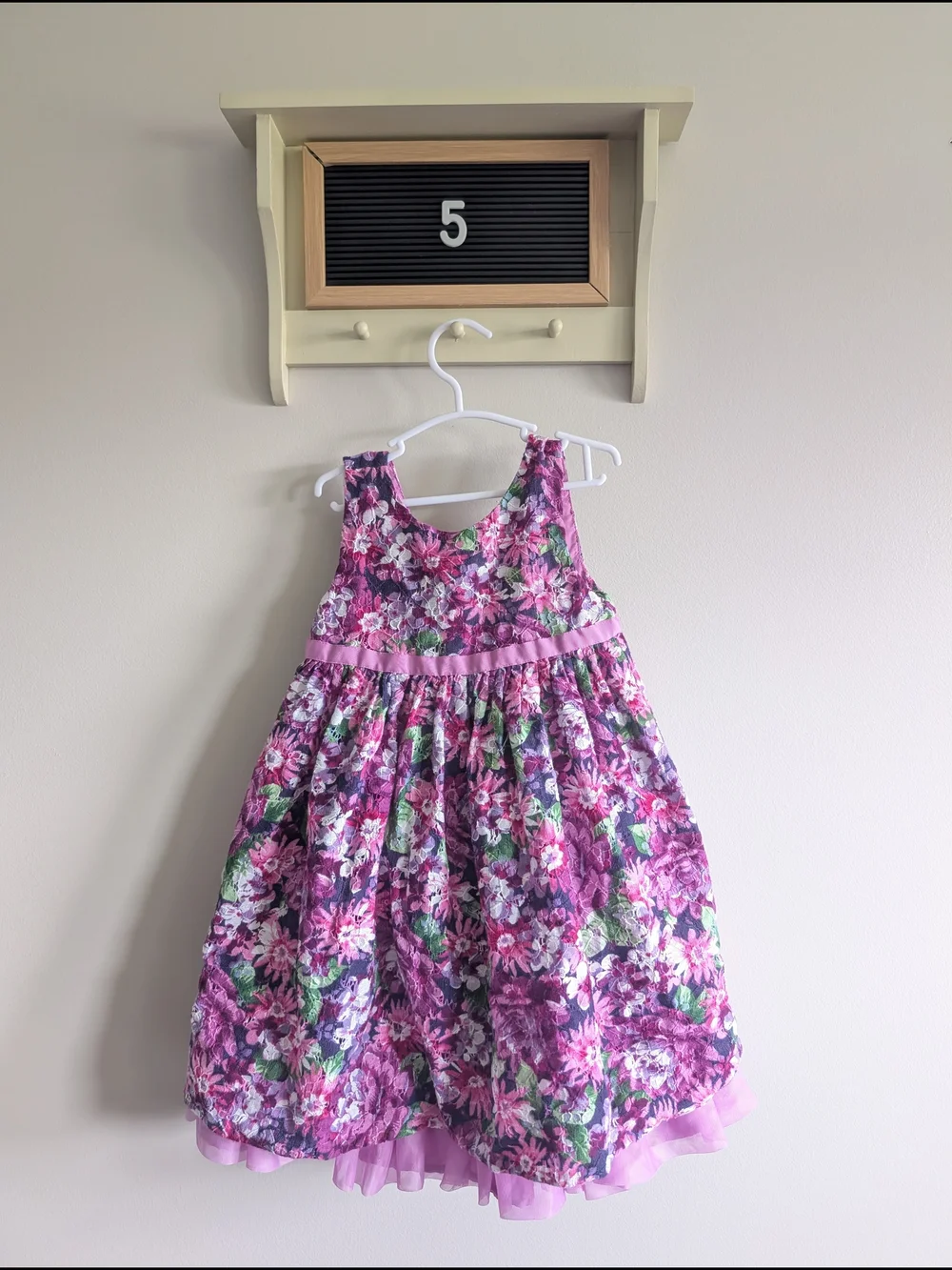 Gymboree Purple and Pink Floral Party Dress with Ribbon